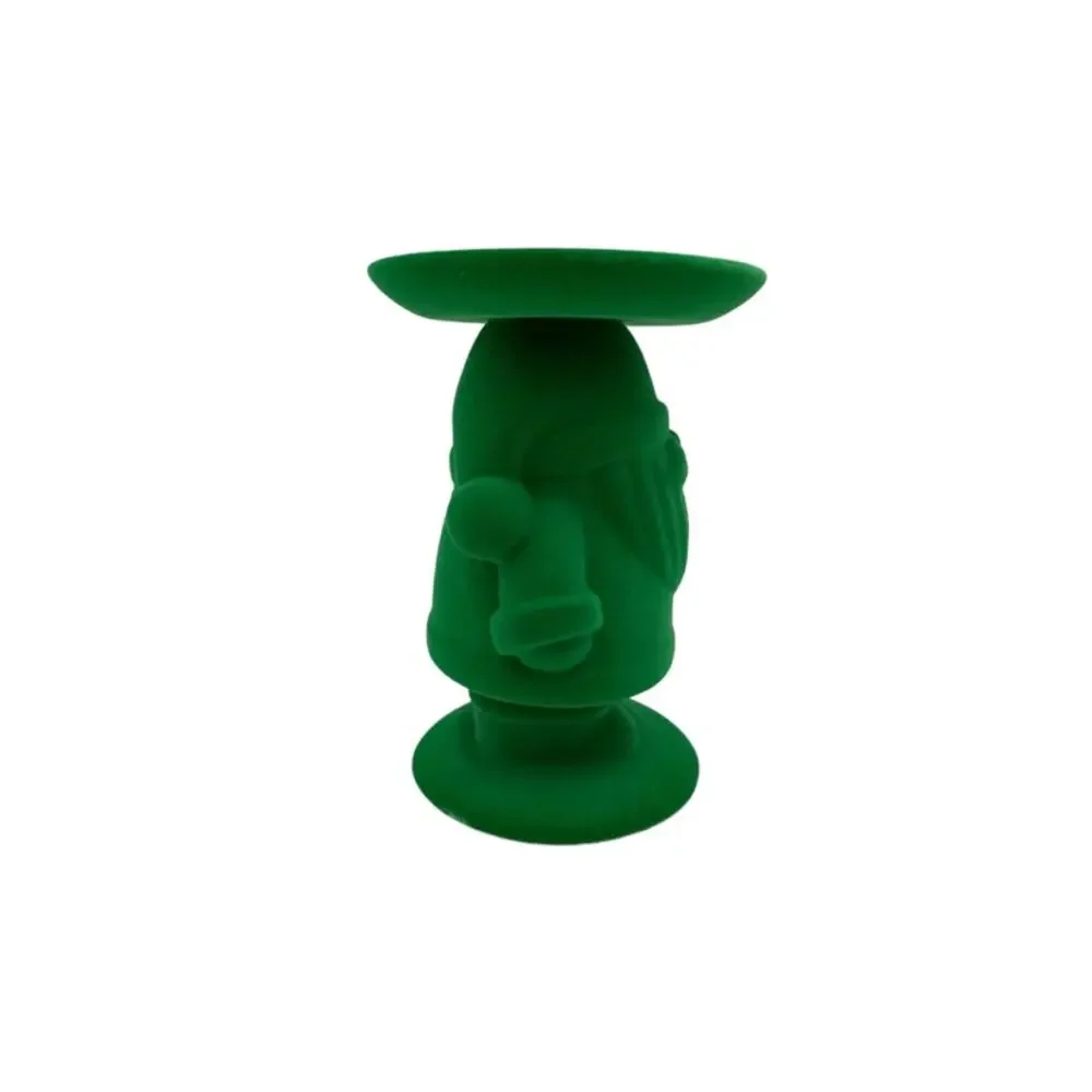 Bath & Body Works Green Flocked Santa Pedestal 3 Wick Candle Holder 7.25